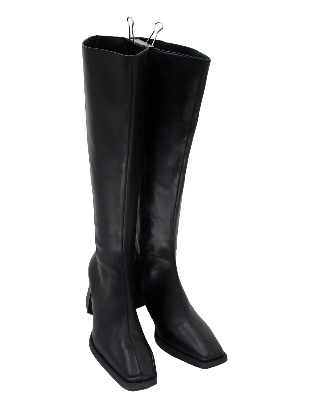 Vagabond Hedda Black Leather Square Toe Block Heel Boots Size EU 37 Size 37EU